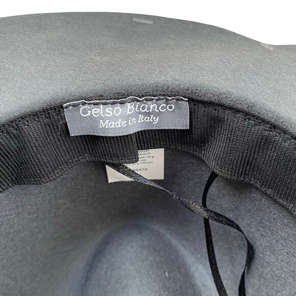 Gelso Bianco Italy Fedora Hat Gray 100% Wool NWT Chain Link Trim Made in Italy main image 13